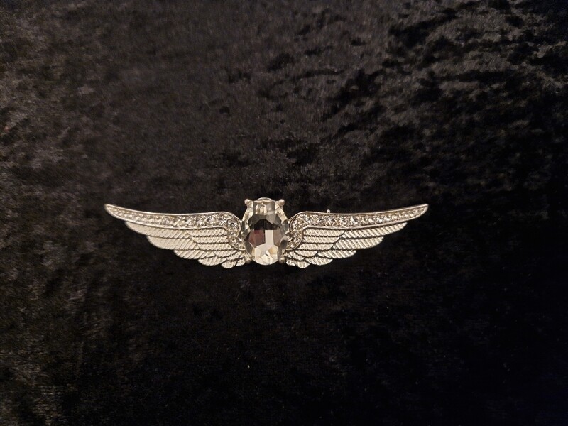 Wings Brooch Silver Tone 