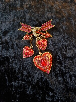 Heart and Arrow Brooch Red