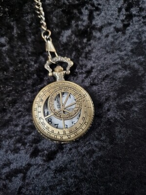 Bronze Tone Compass Style Quartz Pocket Watch