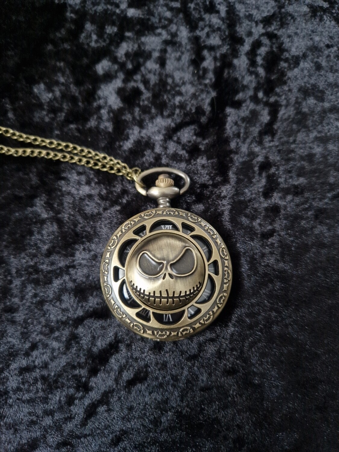 Bronze Tone Skeleton Quartz Pocket Watch