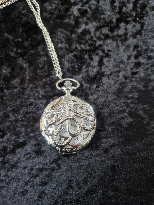 Silver Tone Octopus Quartz Pocket Watch