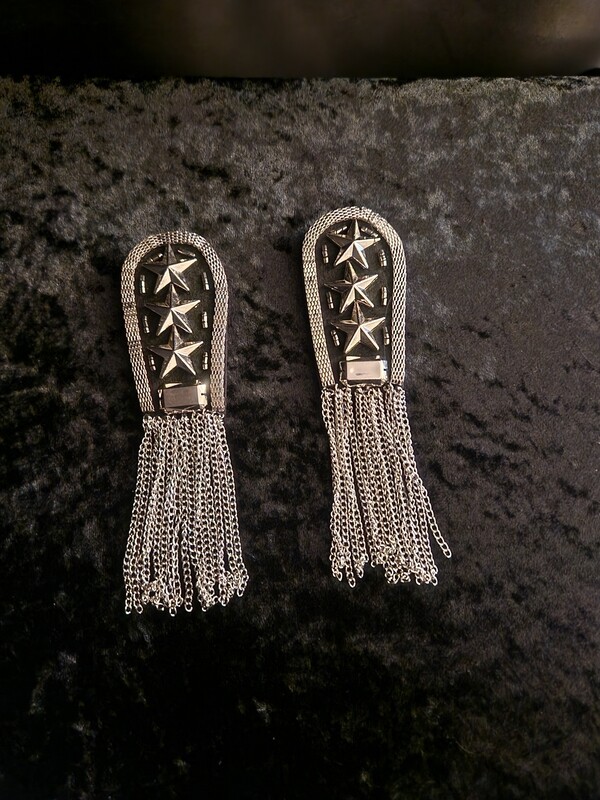 Punk/Steampunk Epaulettes Silver Tone