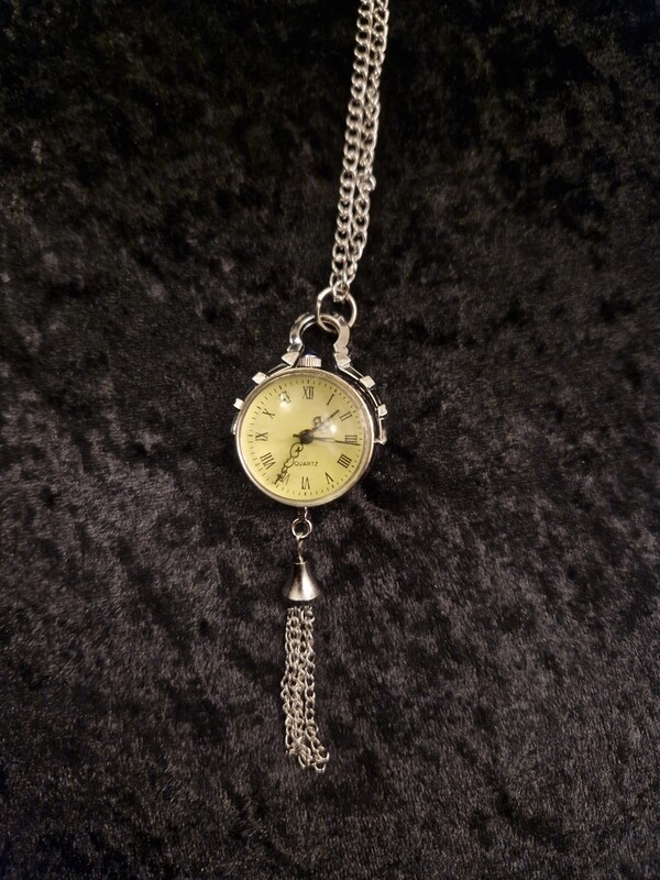 Silver Tone Skeleton Back Pocket Watch