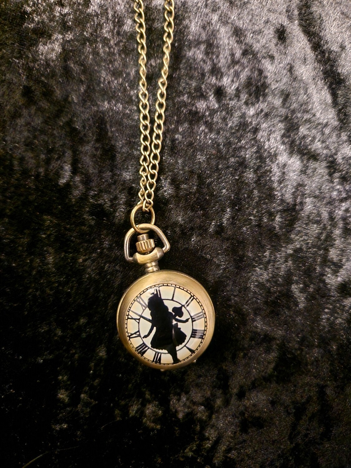 Gold Tone Alice in Wonderland Quartz Pocket Watch