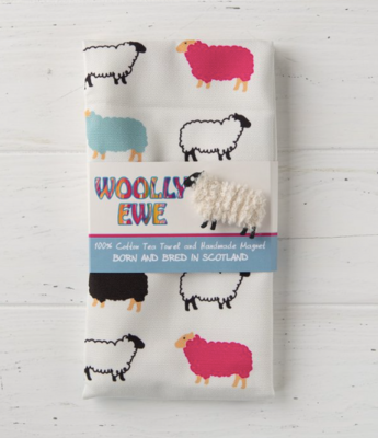 Woolly Ewe Tea Towel with magnet