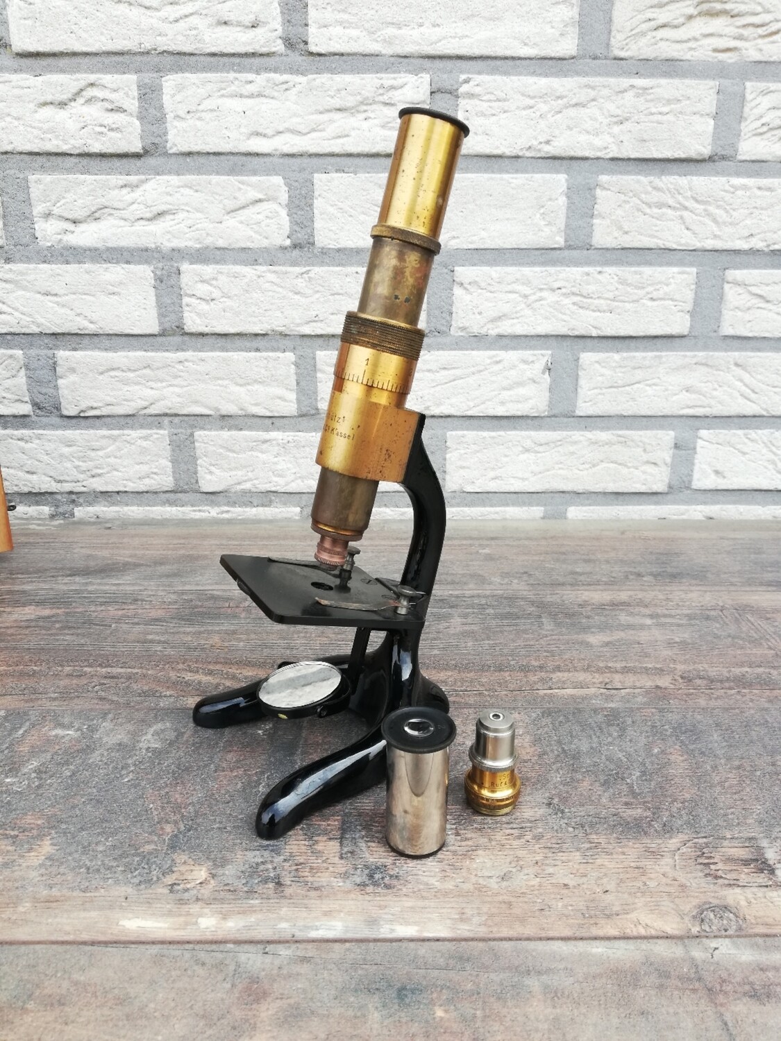 Antieke microscoop Ruf &amp; Co, Schütz