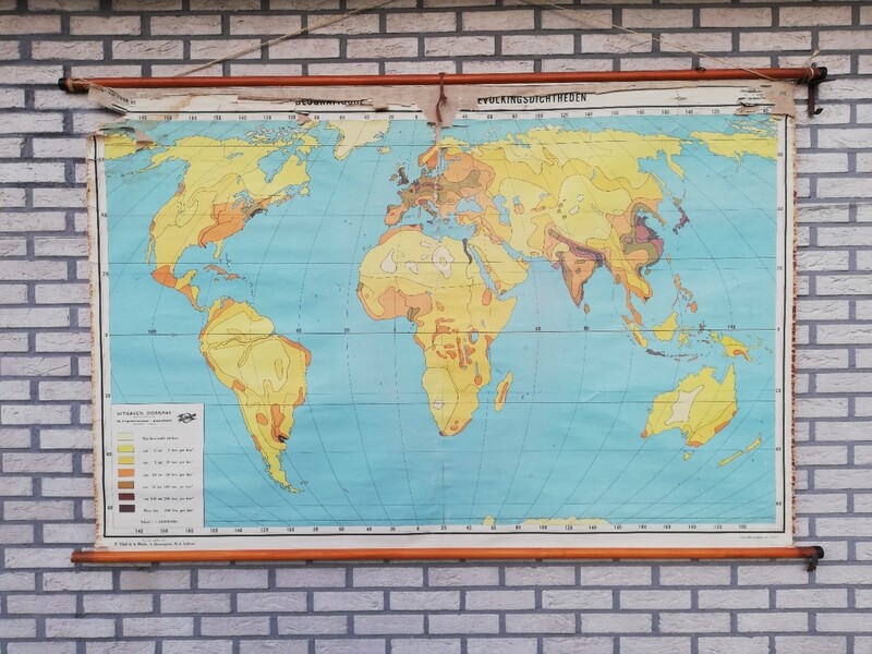 Schoolkaart - wereld / bevolkingsdichtheden