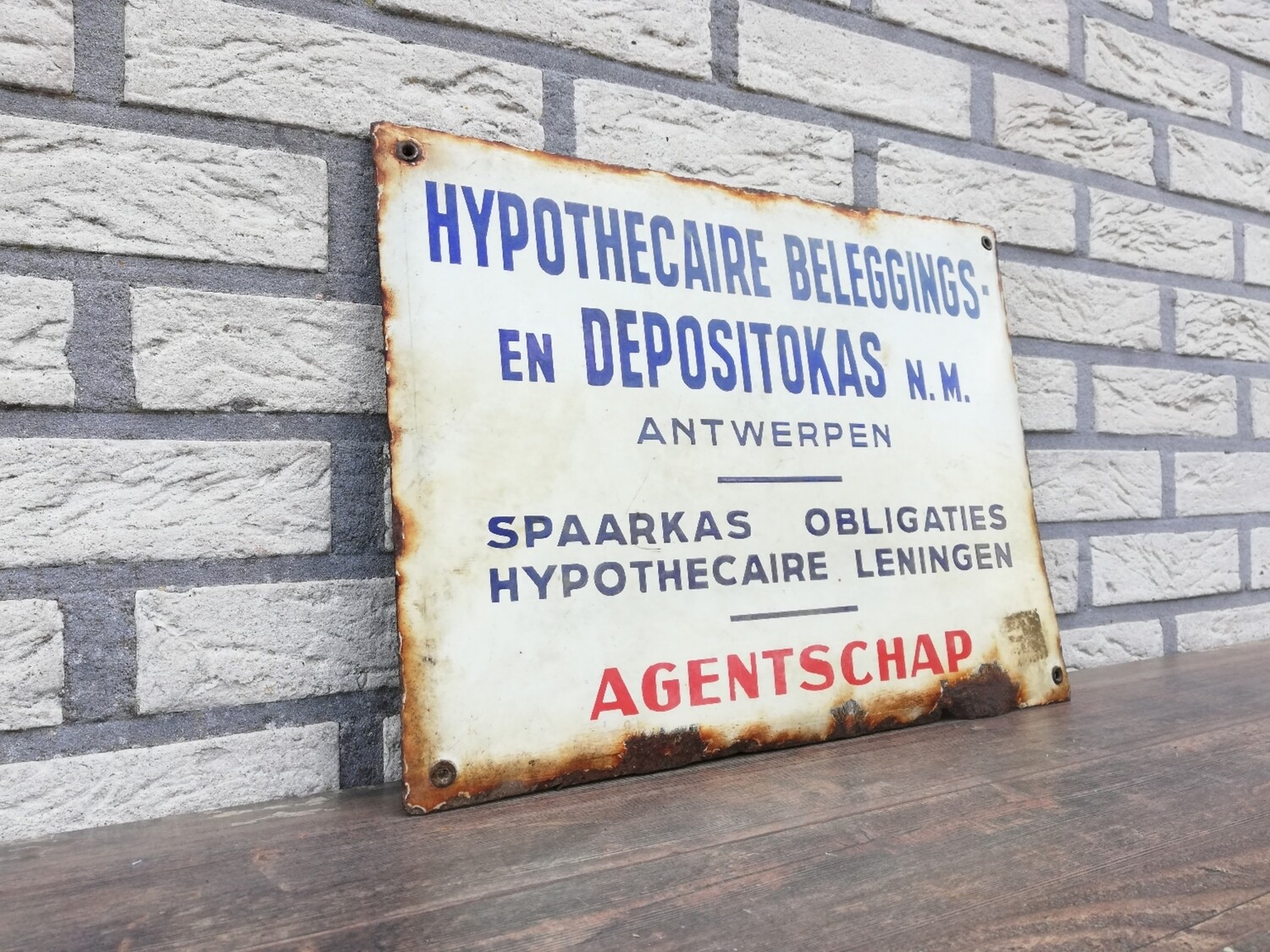 Emaille bord beleggings -en depositokas Antwerpen