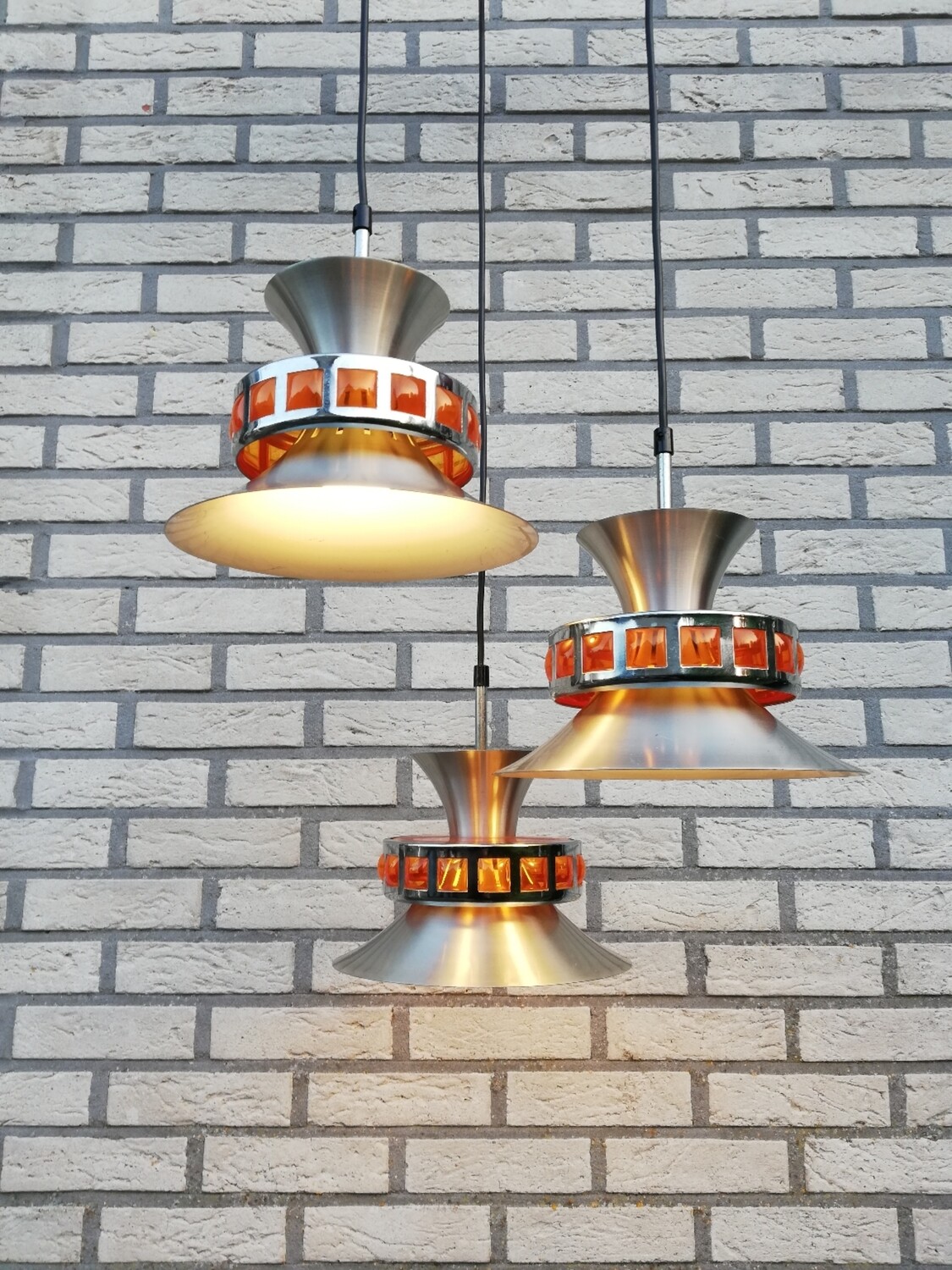 Chroom & oranje waterval lamp