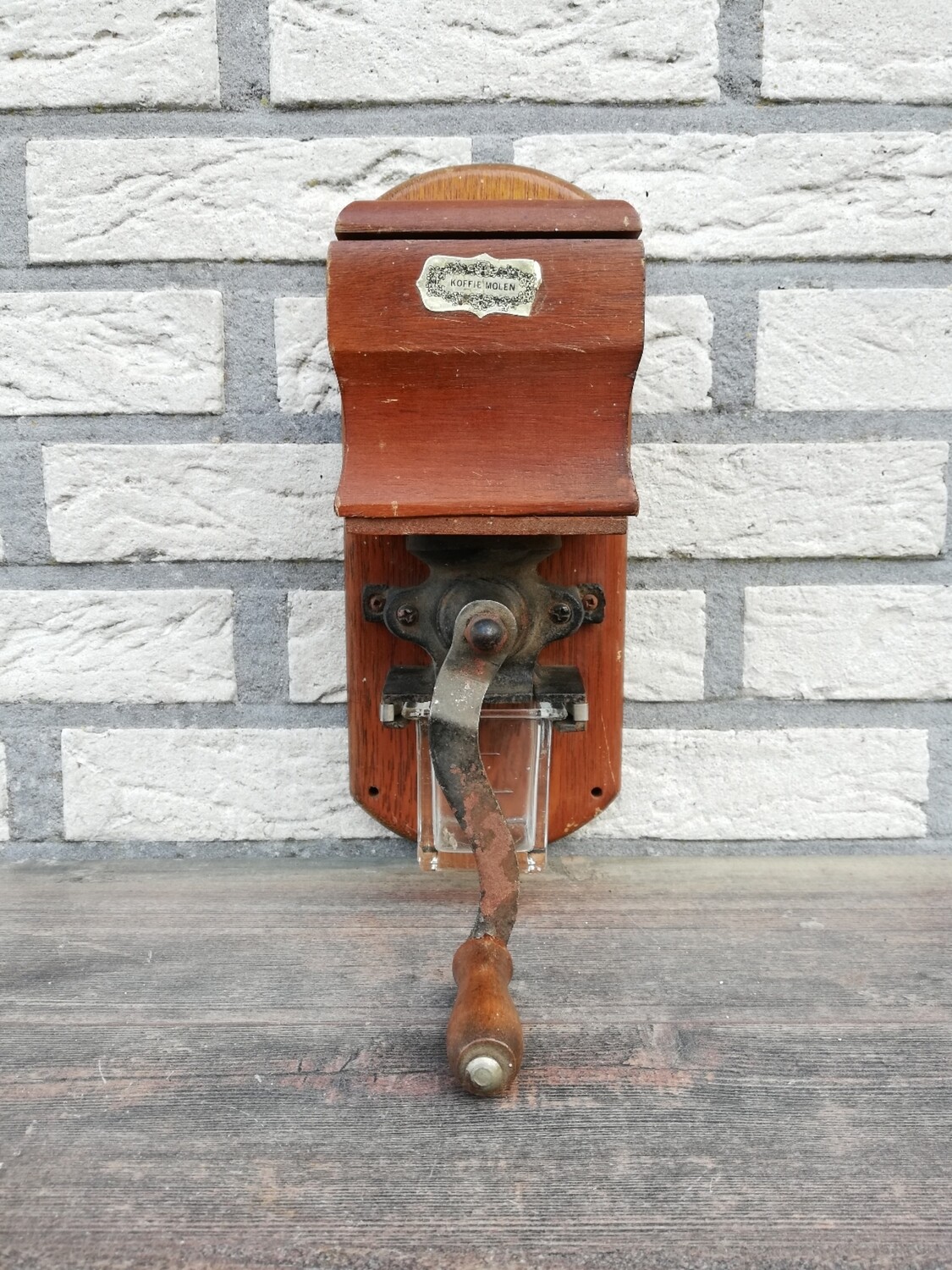 Houten wand koffiemolen