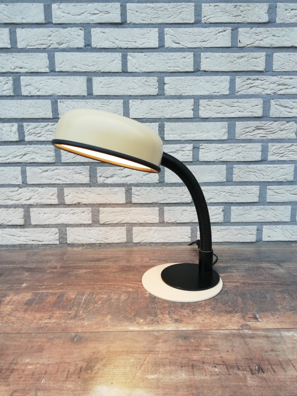 Vintage bureaulamp crème &amp; zwart