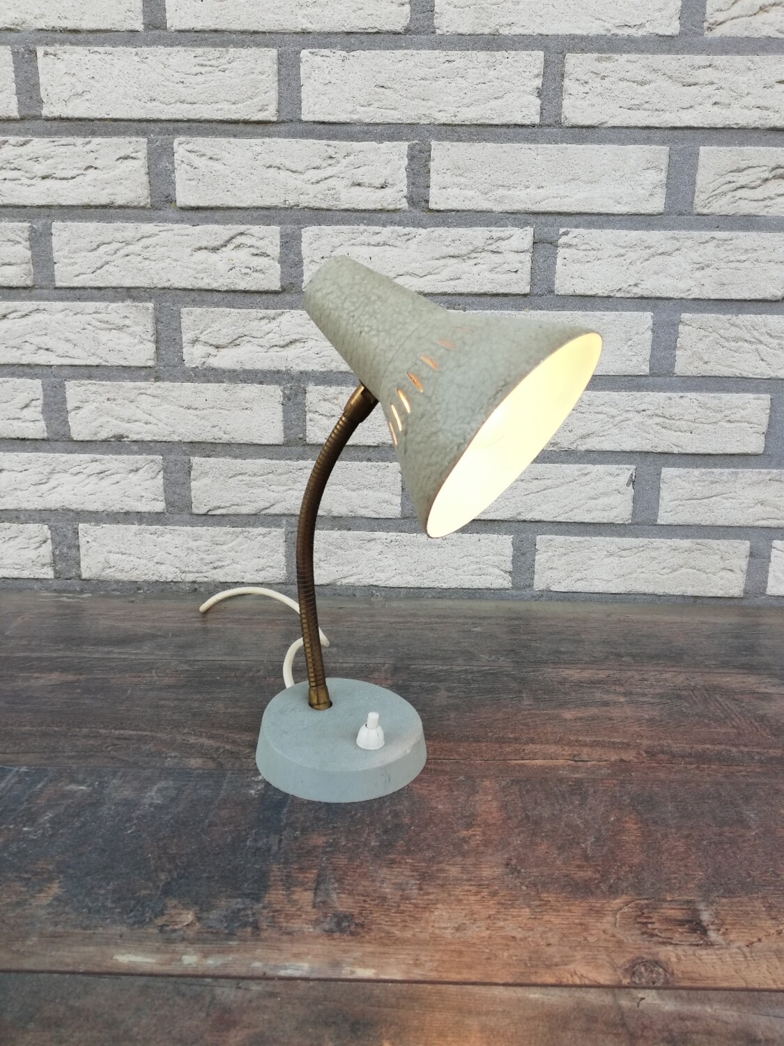 Vintage bureaulampje grijs