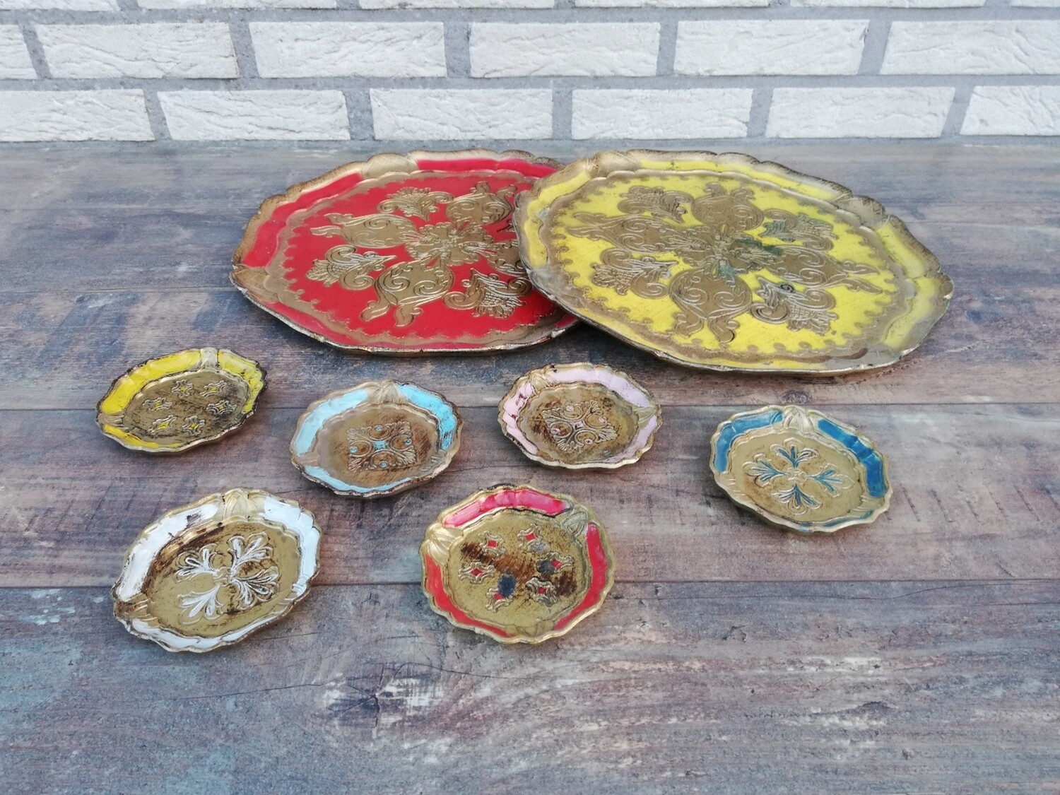 Vintage barok dienbladen &amp; onderzetters