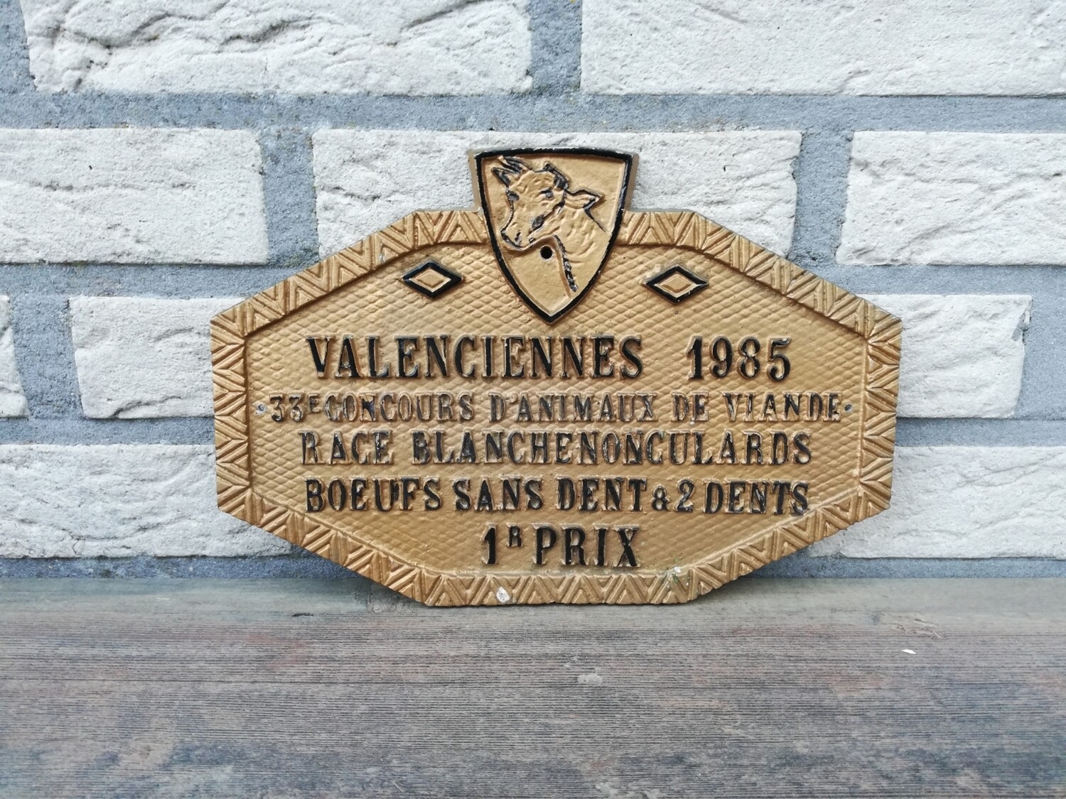 Metalen bord 1e prijs Valenciennes 1985