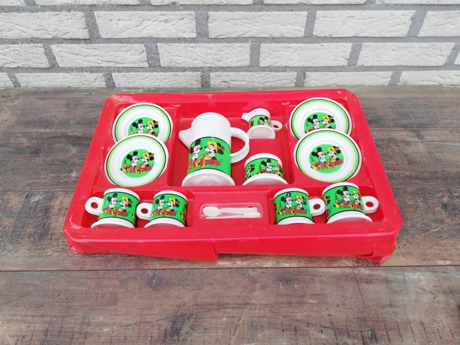 Vintage kunststof Mickey Mouse servies