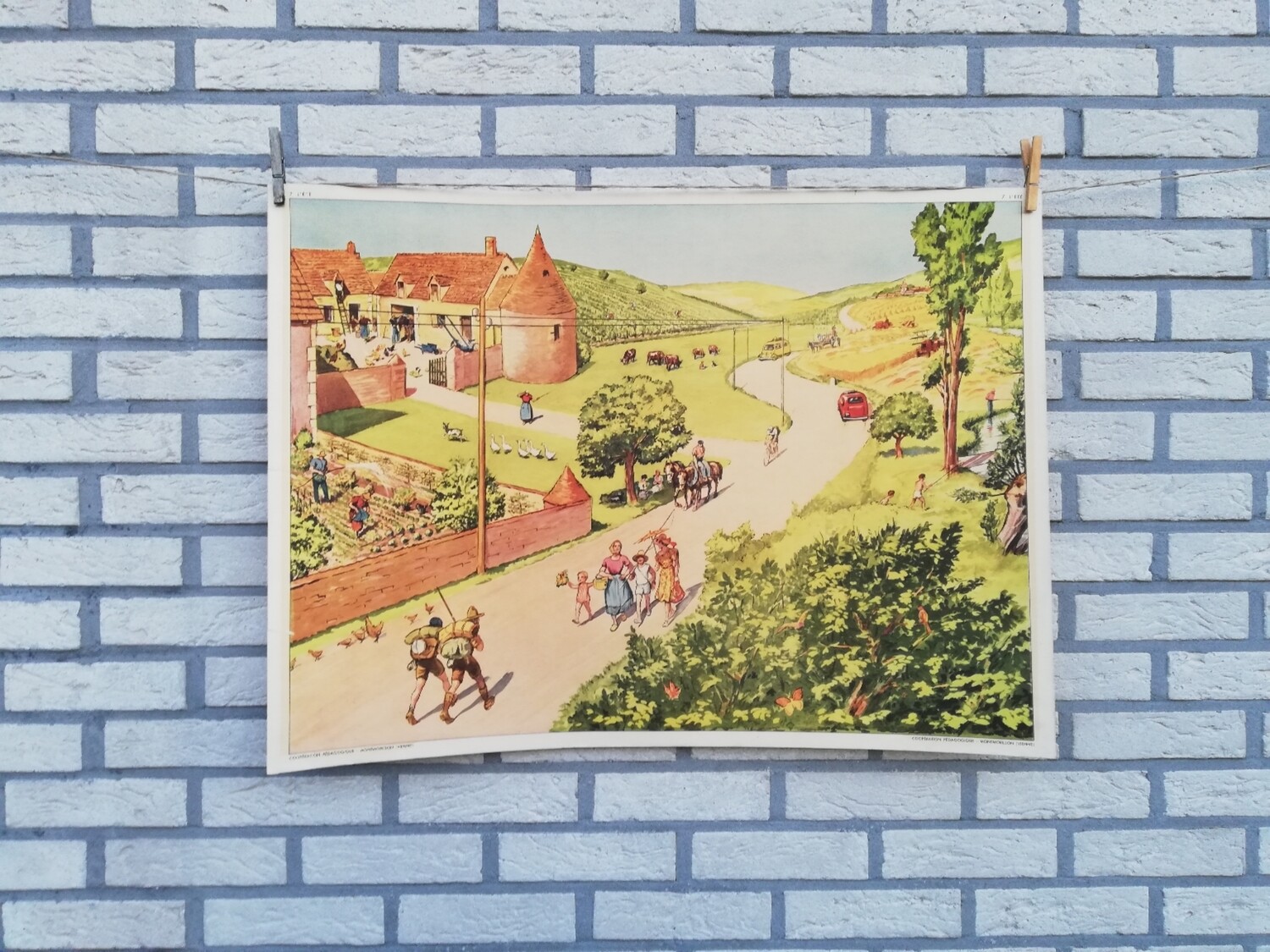 Dubbelzijdige schoolprent - l'été / la pluie