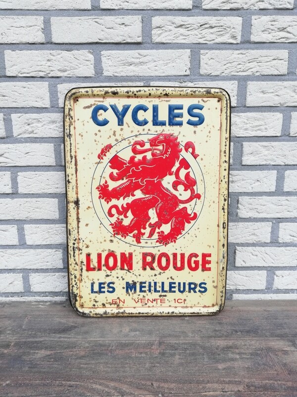 Blikken reclamebord Cycles Lion Rouge, 1950