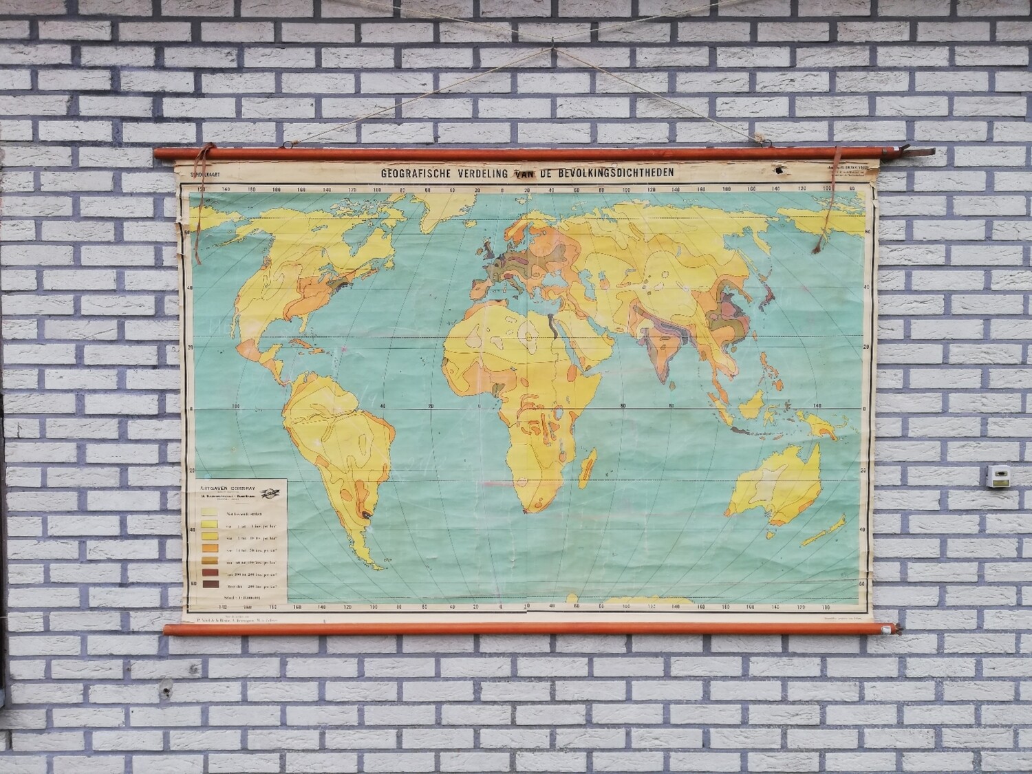 Schoolkaart - Wereld / bevolkingsdichtheden