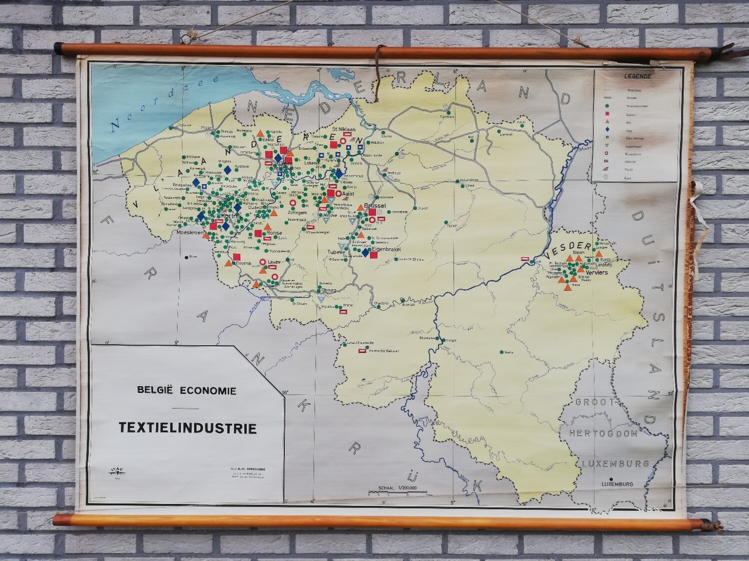 Schoolkaart - België textielindustrie