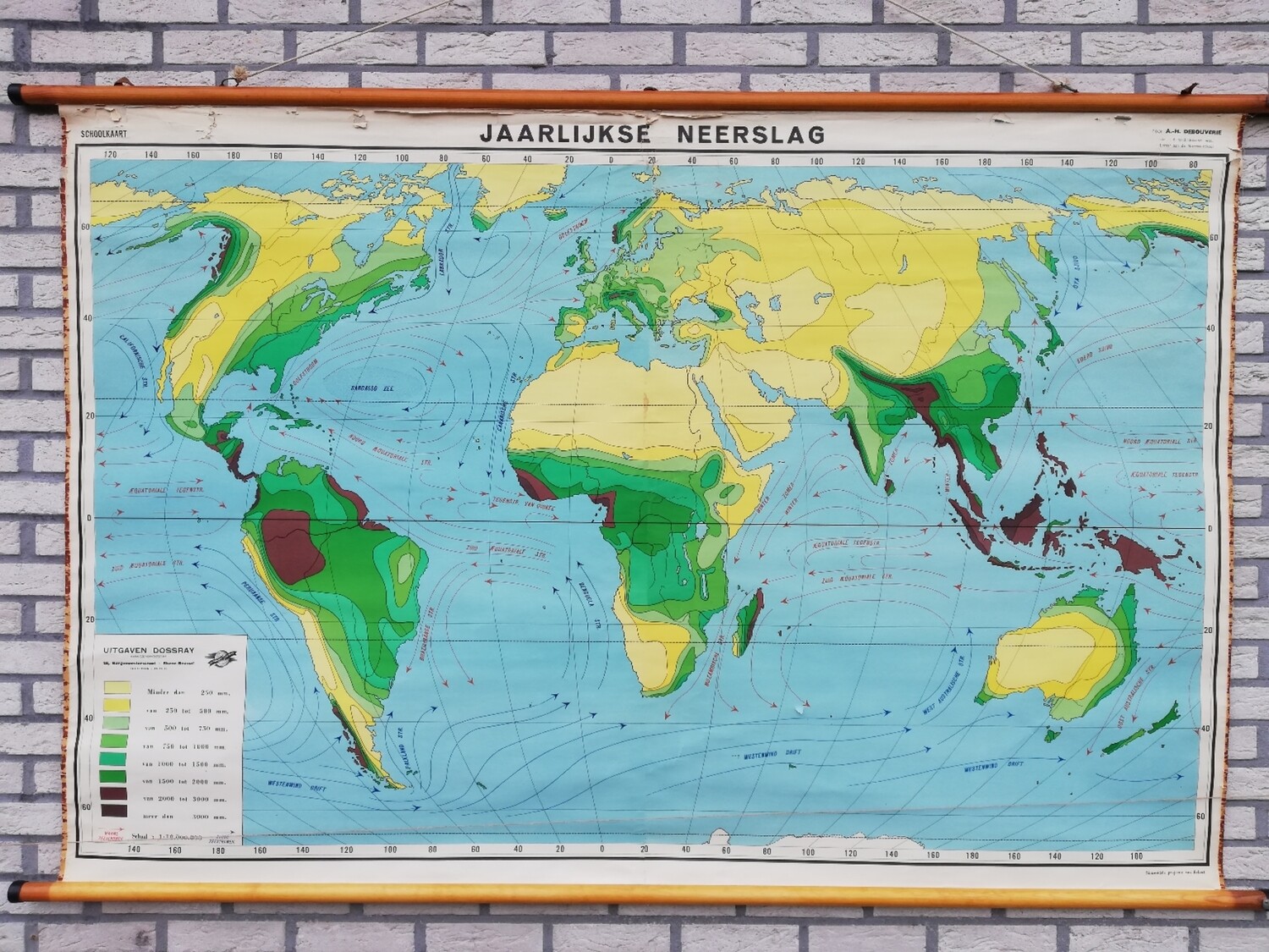 Schoolkaart - wereld / jaarlijkse neerslag