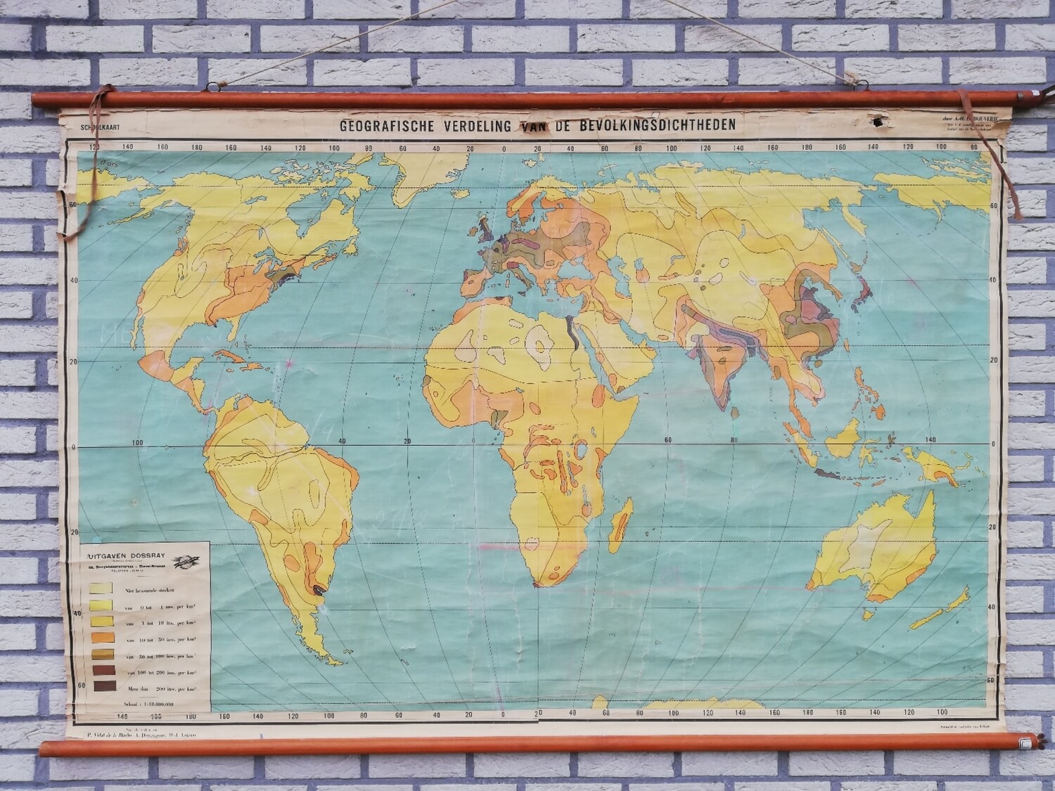 Schoolkaart - Wereld / bevolkingsdichtheden