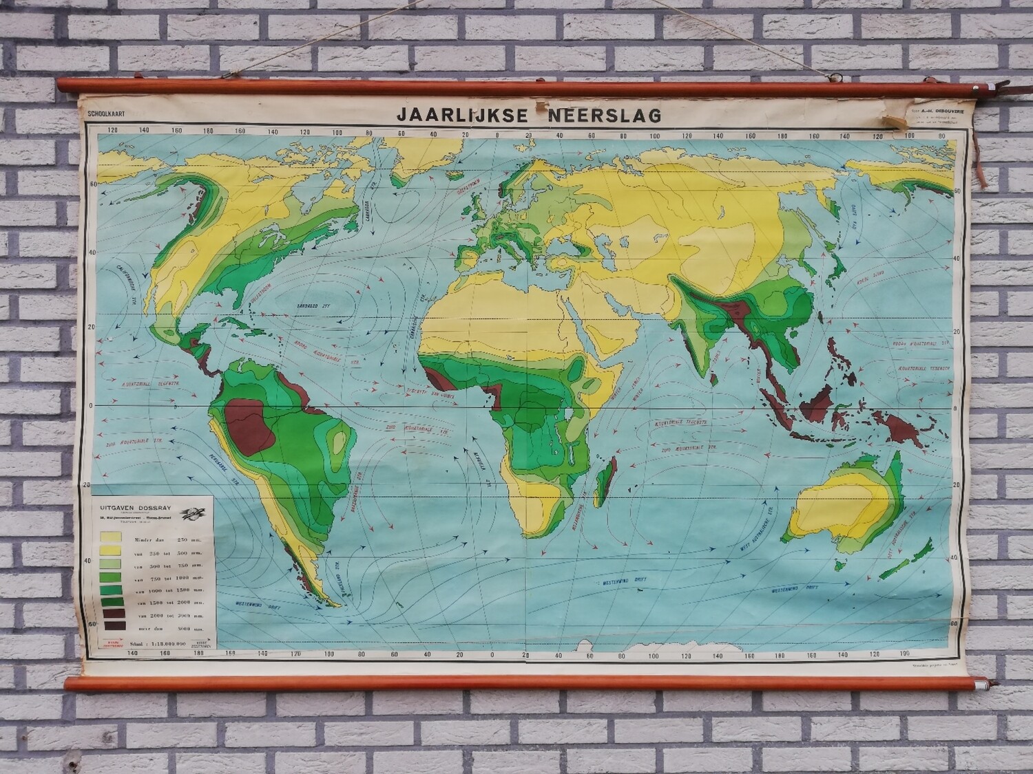 Schoolkaart - Wereld / jaarlijkse neerslag
