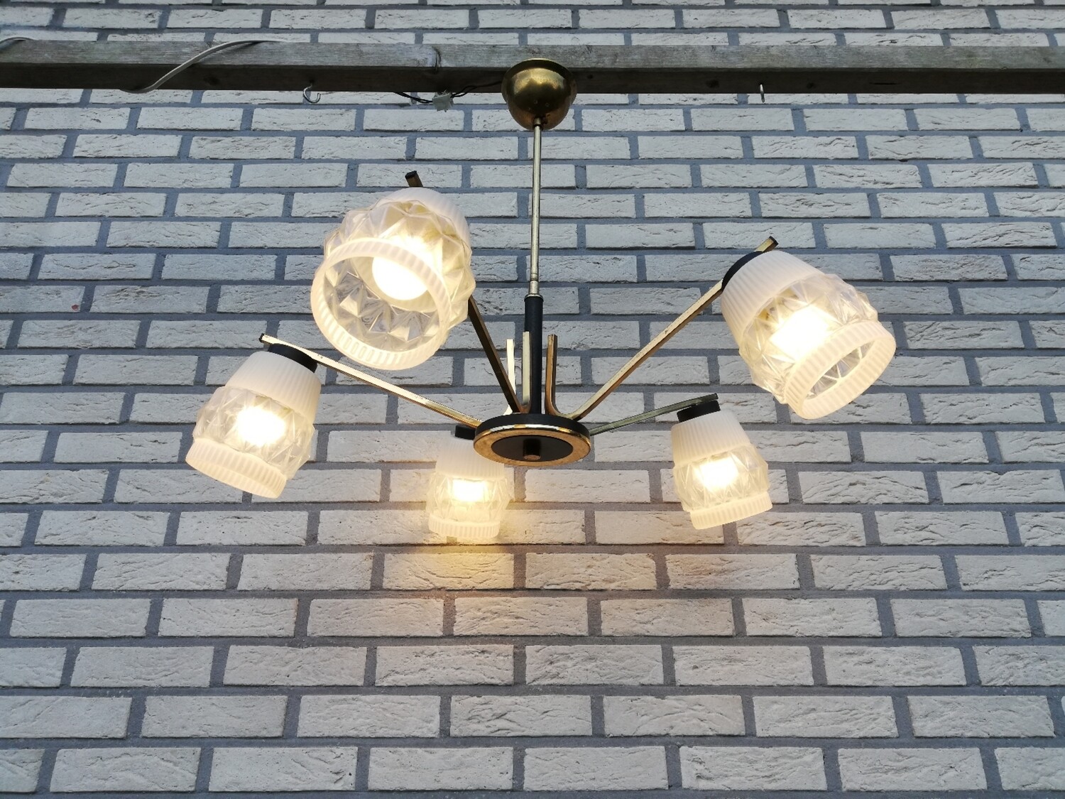 Vintage hanglamp 5 armen