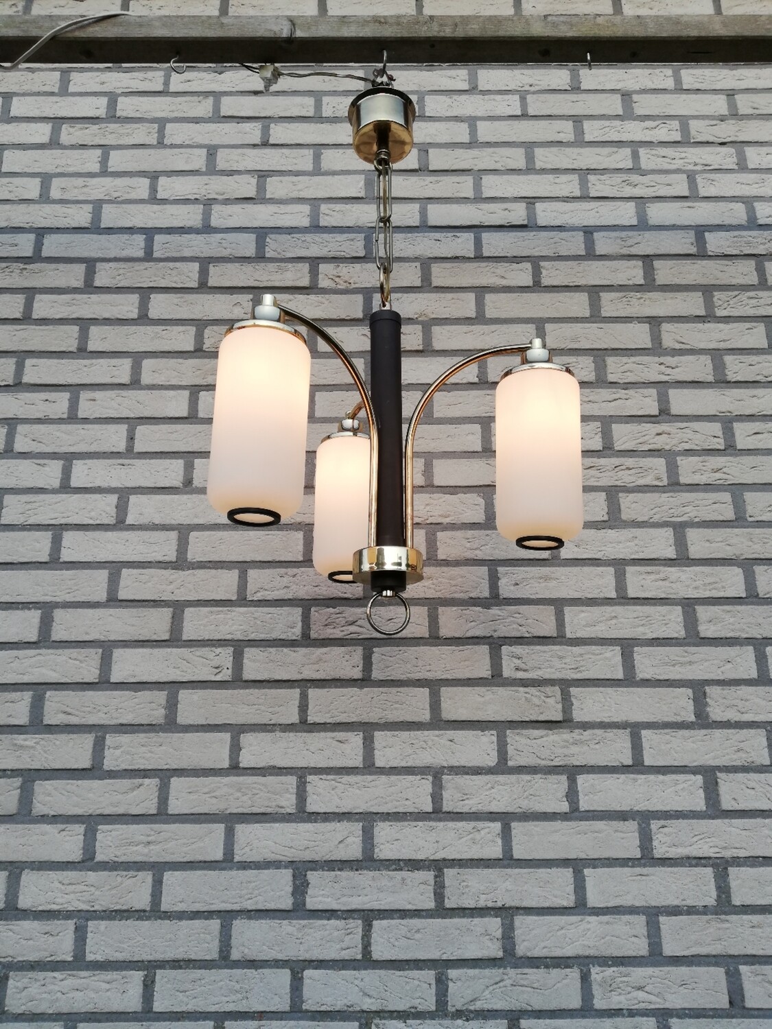 Vintage bruin &amp; messing hanglamp