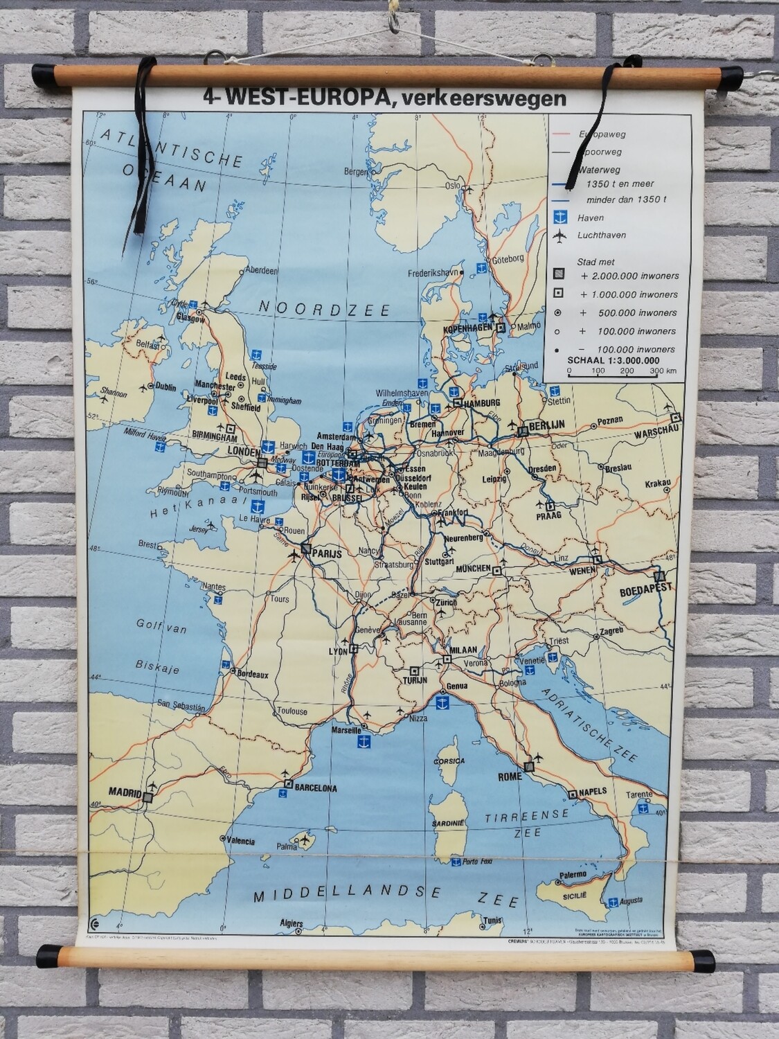 Schoolkaart - West Europa verkeerswegen