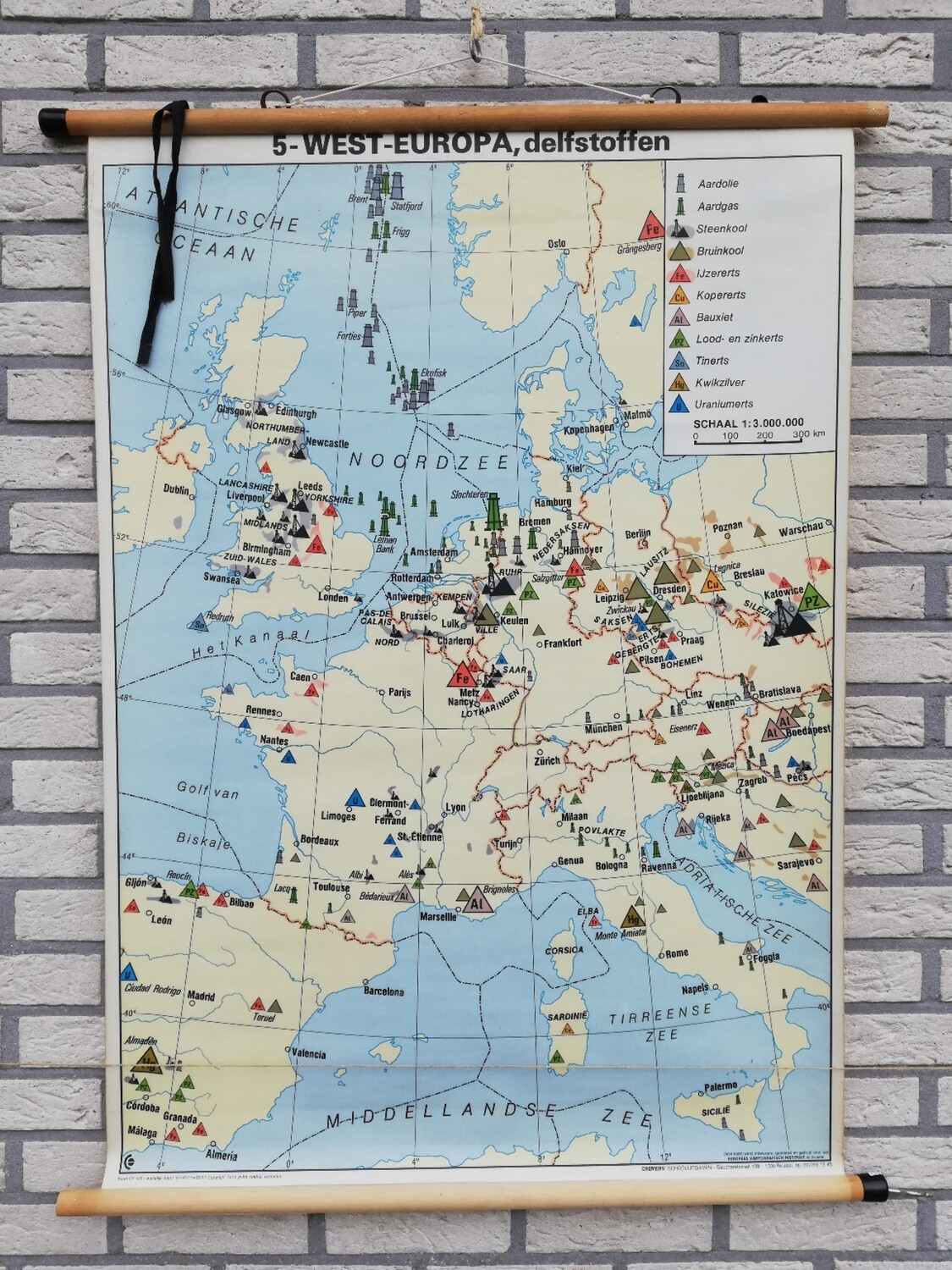Schoolkaart -West Europa delfstoffen