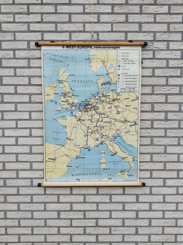 Schoolkaart - West Europa verkeerswegen