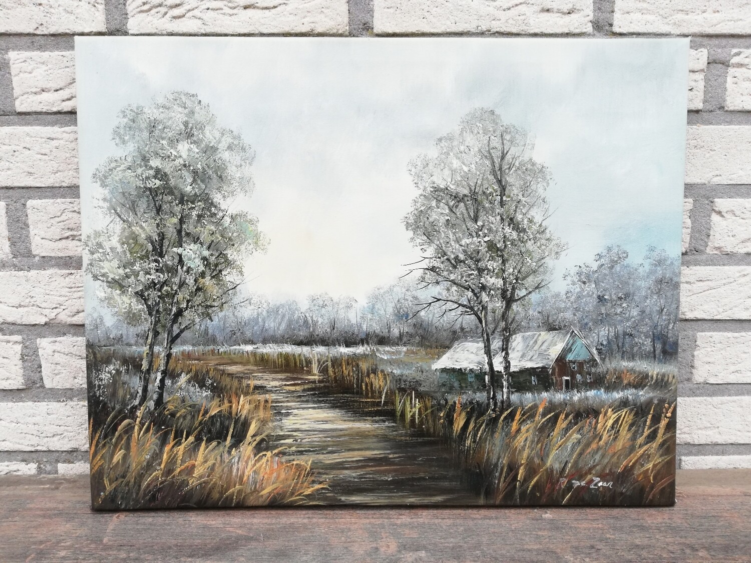 R. De Zaan - schilderij winterlandschap