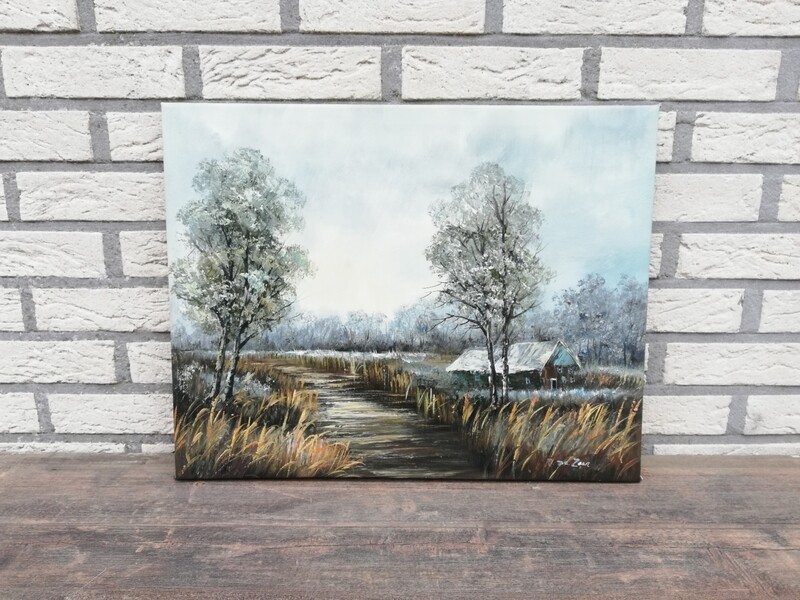 R. De Zaan - schilderij winterlandschap