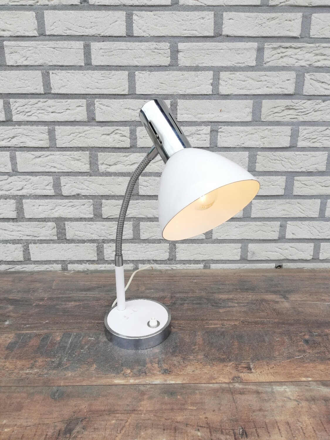 Bureaulamp wit &amp; chroom