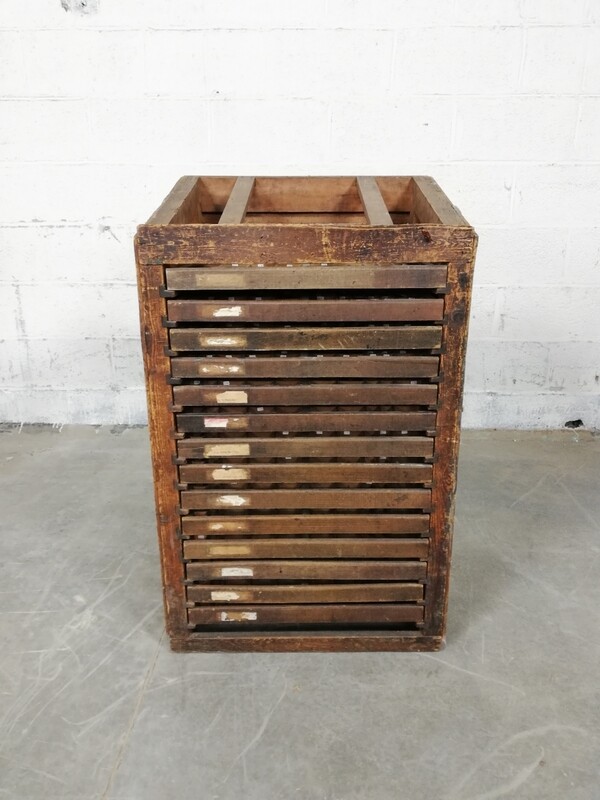 Antique wooden printing cabinet
