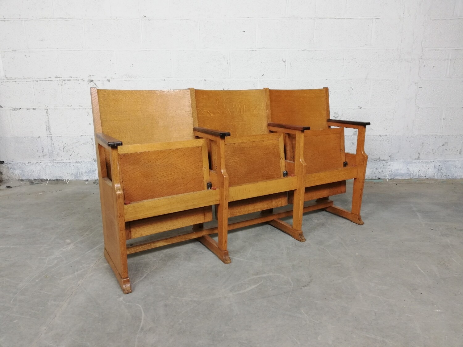 Vintage wooden theater bench