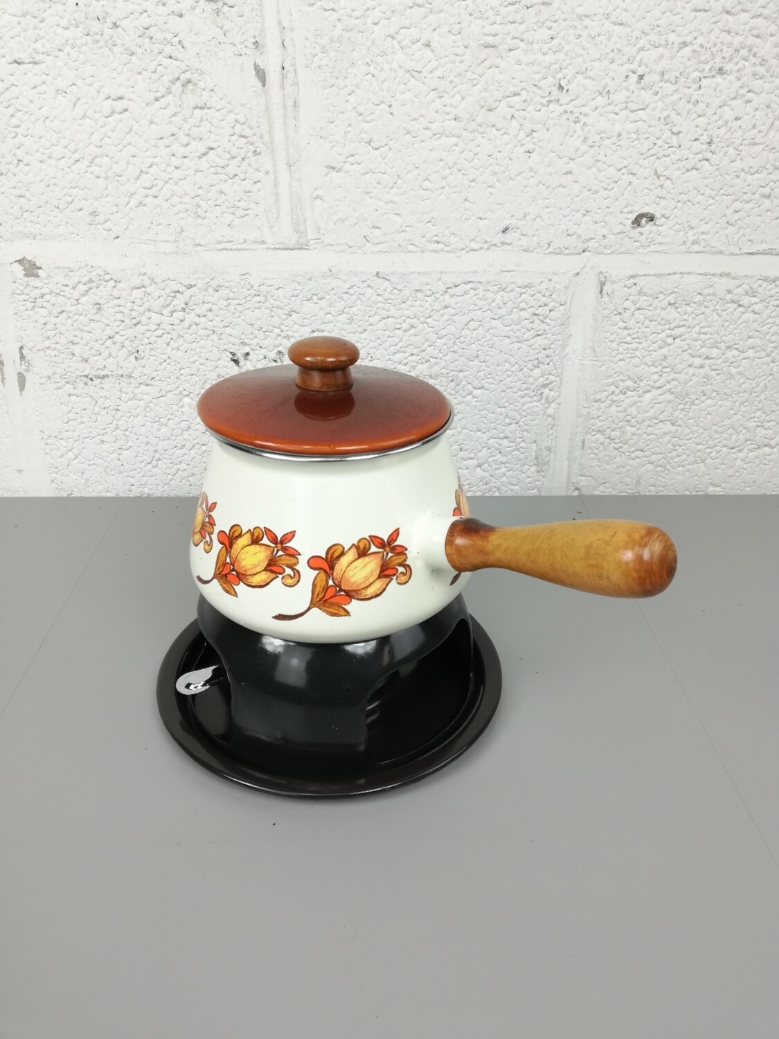 Vintage enamel fondue set