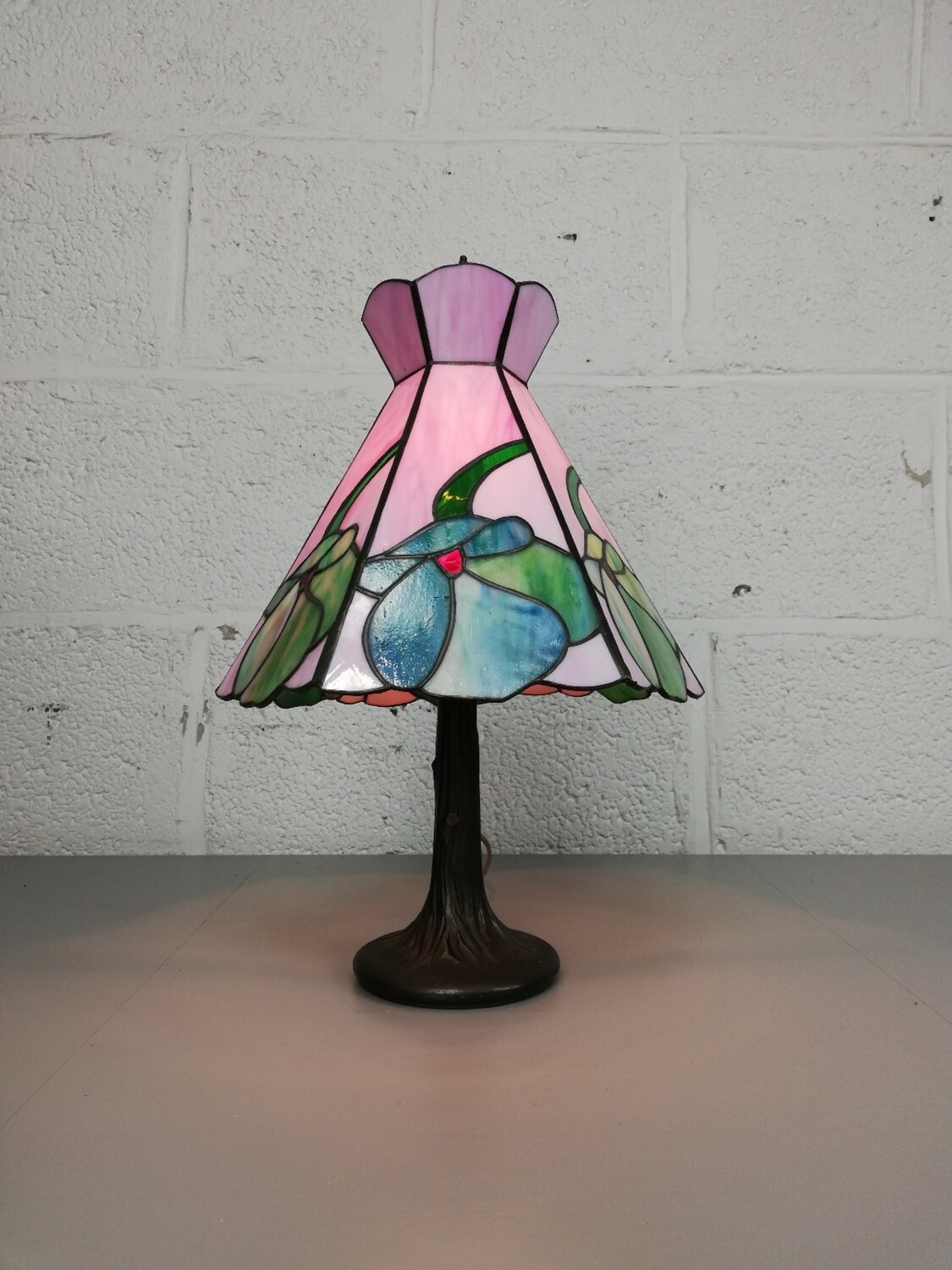 Tiffany lamp roze met bloemen