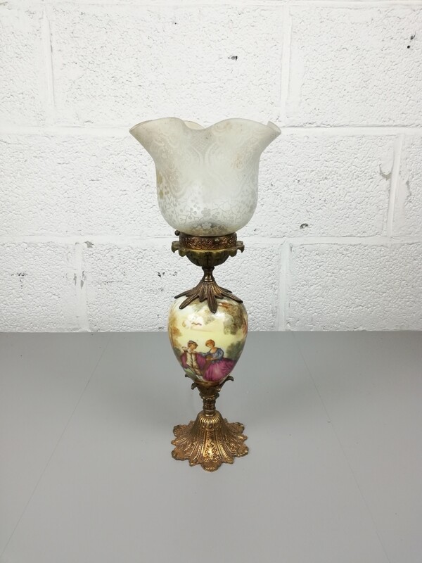Vintage porcelain and brass table lamp