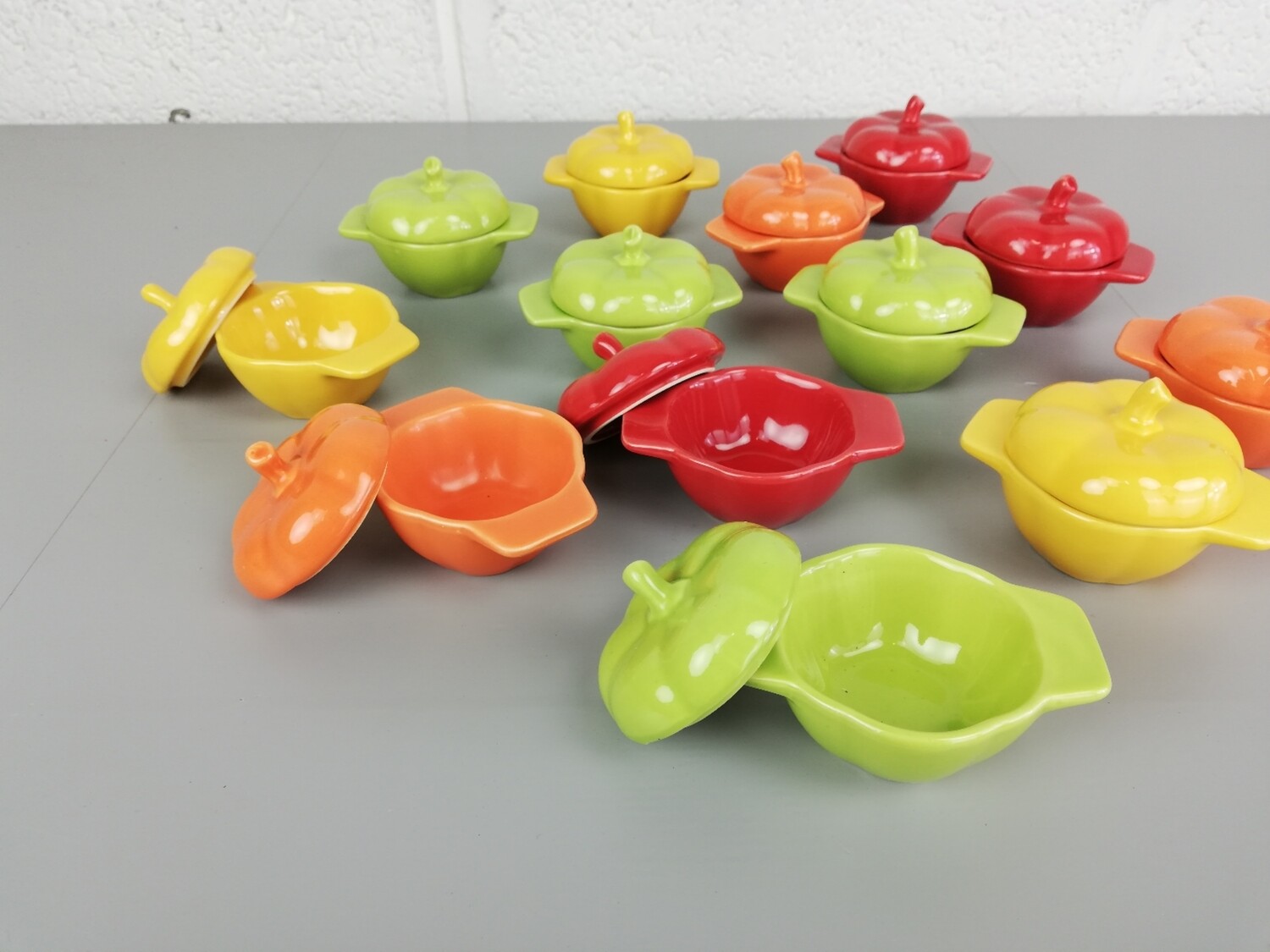 13 colorful porcelain cups