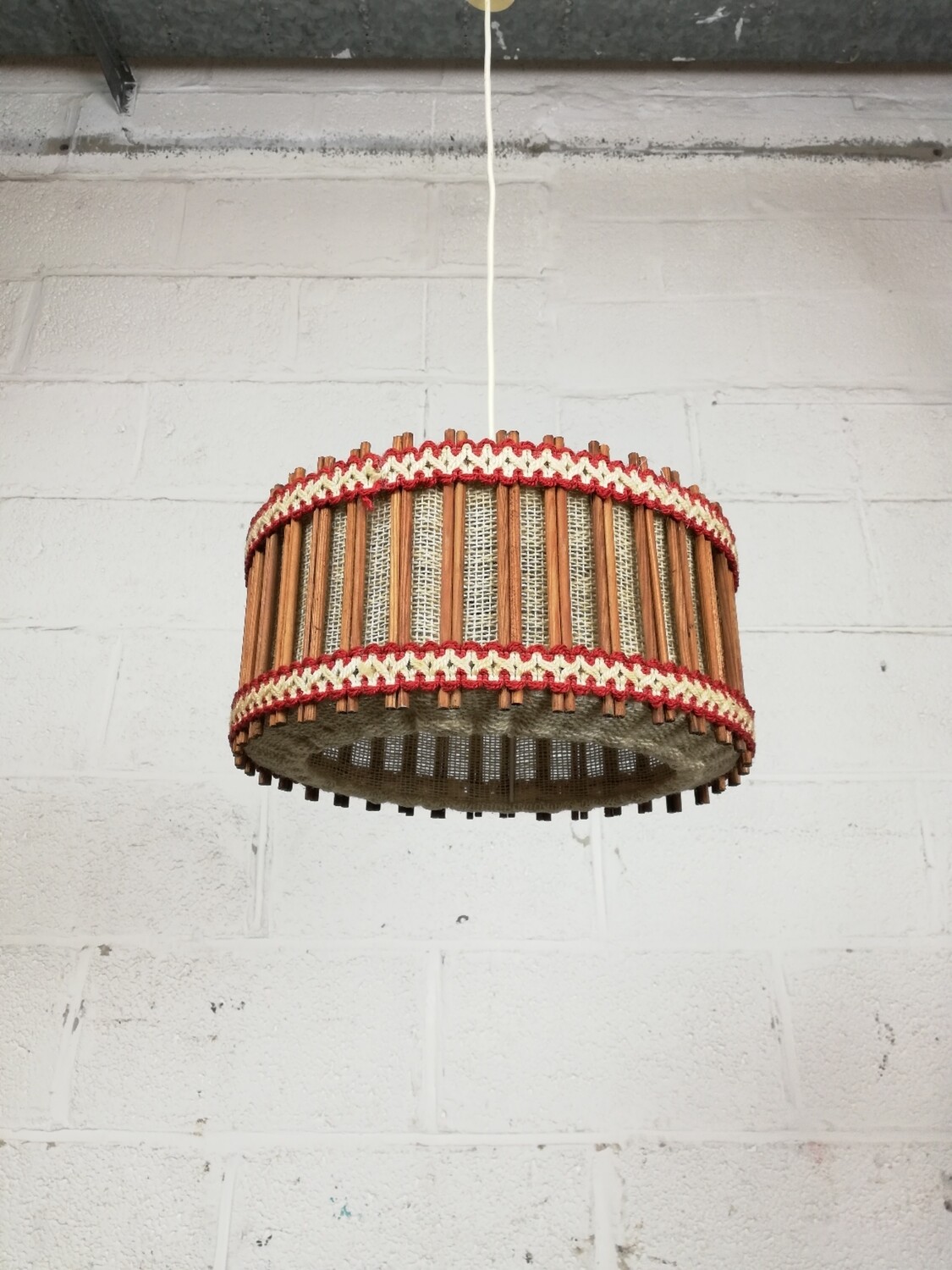 Jute fabric 1960&#39;s pendant lamp