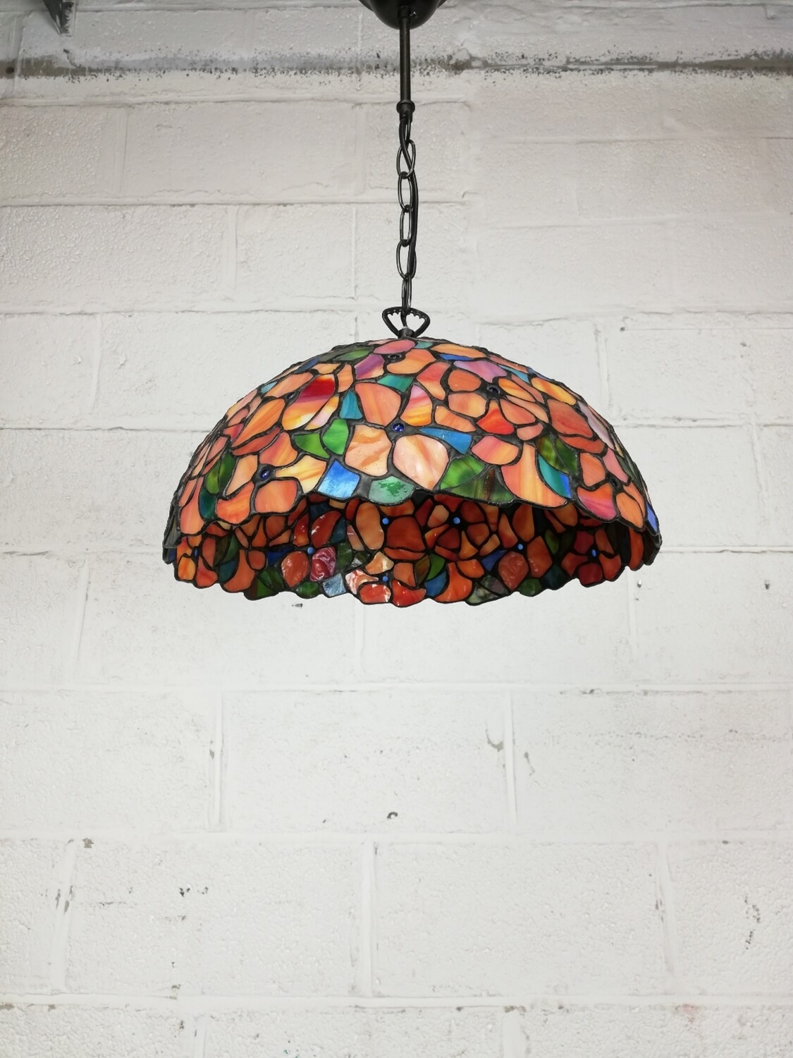 Colorful Tiffany lamp with flowers