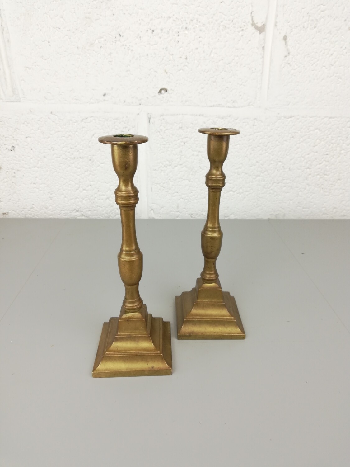 Pair antique brass candle sticks
