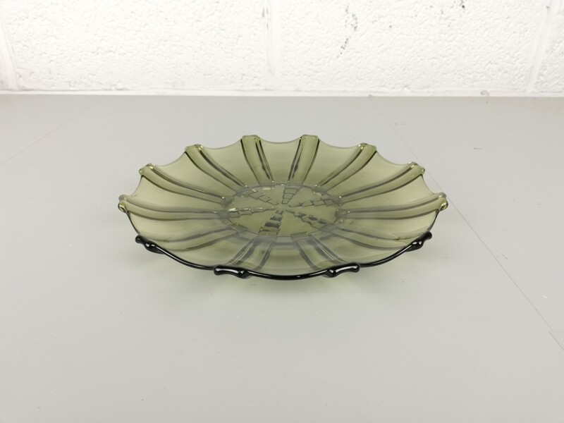 Green glass art deco bowl