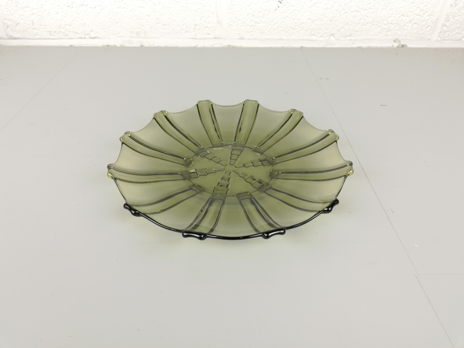 Green glass art deco bowl