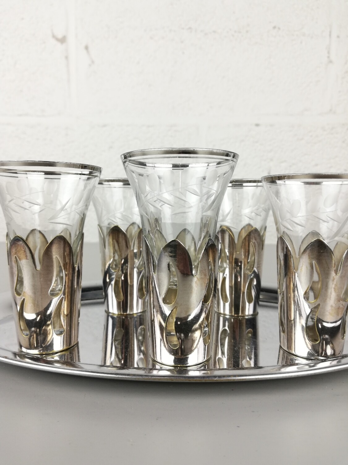 Silver plated shot glasses