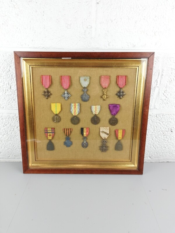 Frame with 14 medals