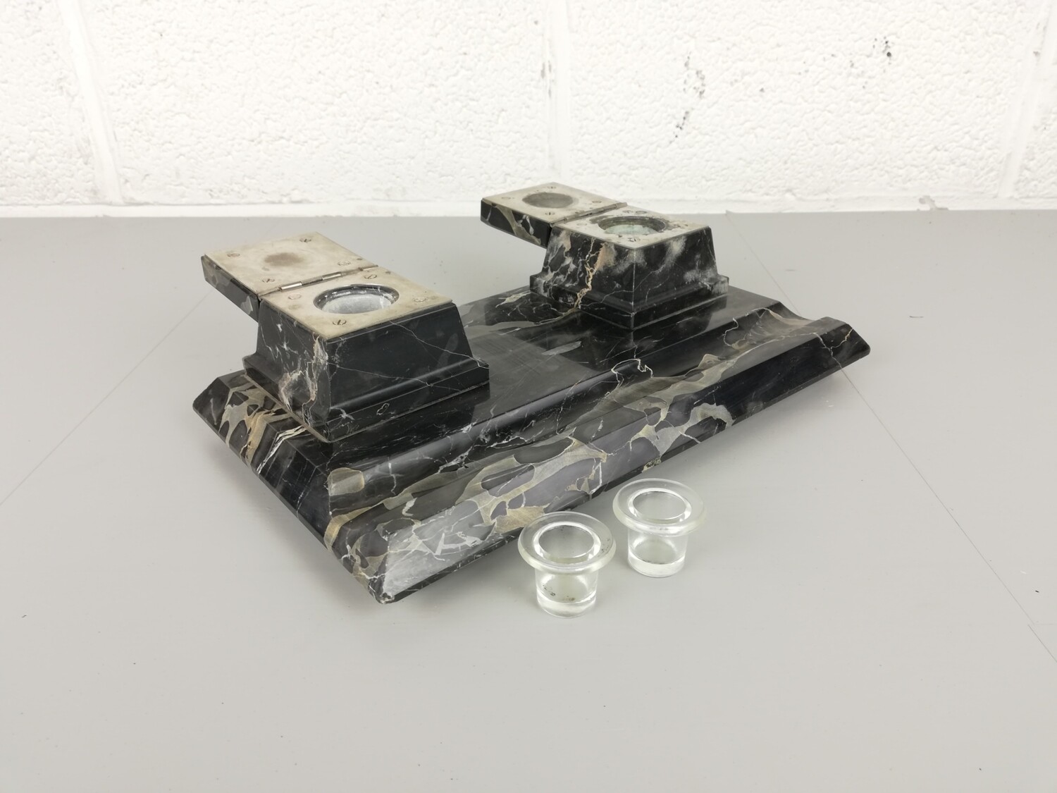 Antique marble ink stand