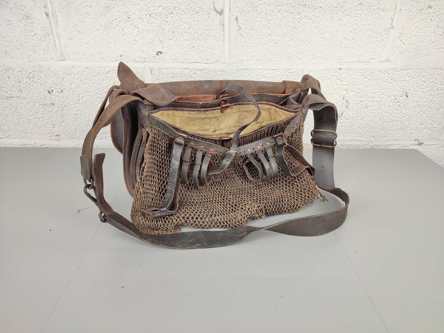 Old leather hunting bag
