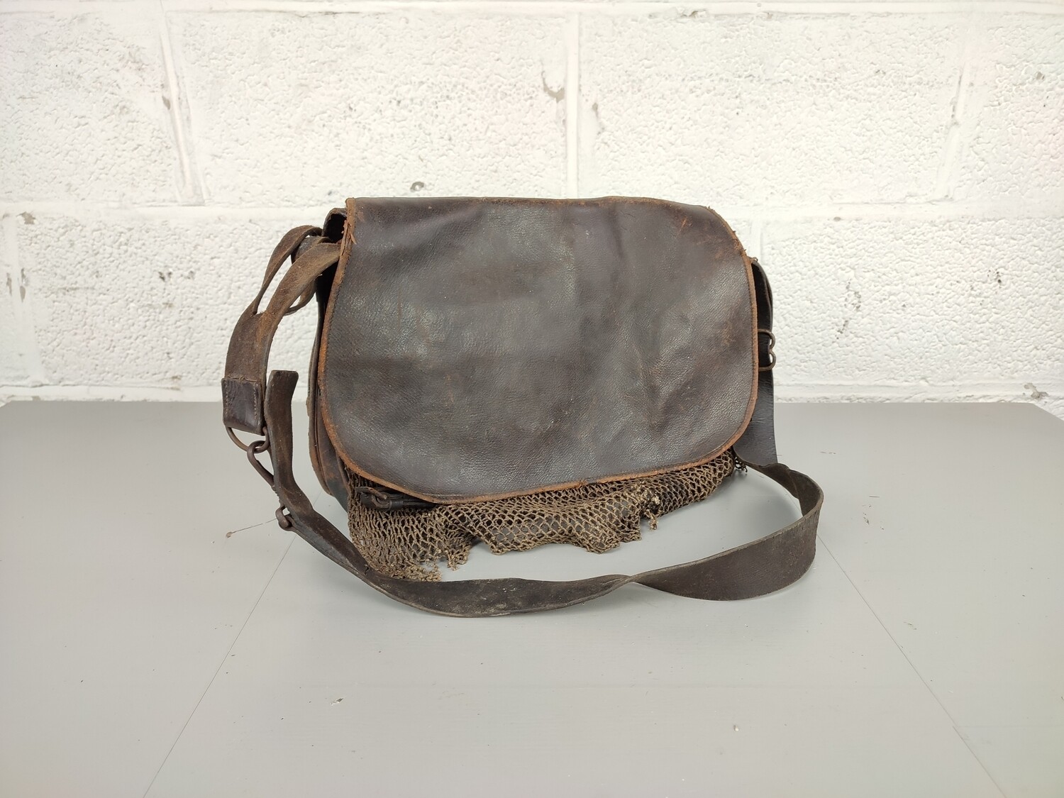 Old leather hunting bag
